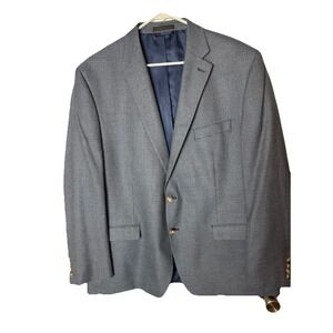 Chaps Mens 48R Wool Sport Coat Navy Houndstooth Office Academia Casual